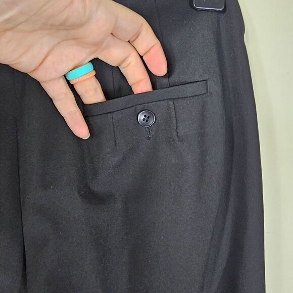 Talbots Black Stretch Dress Pant 4P Flat Front Mid Rise Wide Leg Pockets Capsule - Picture 5 of 10